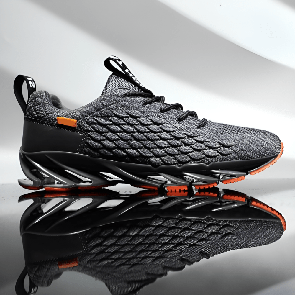 Men's cushioned running shoes featuring a breathable mesh upper and lace-up design, perfect for athletic performance and comfort during workouts. 0